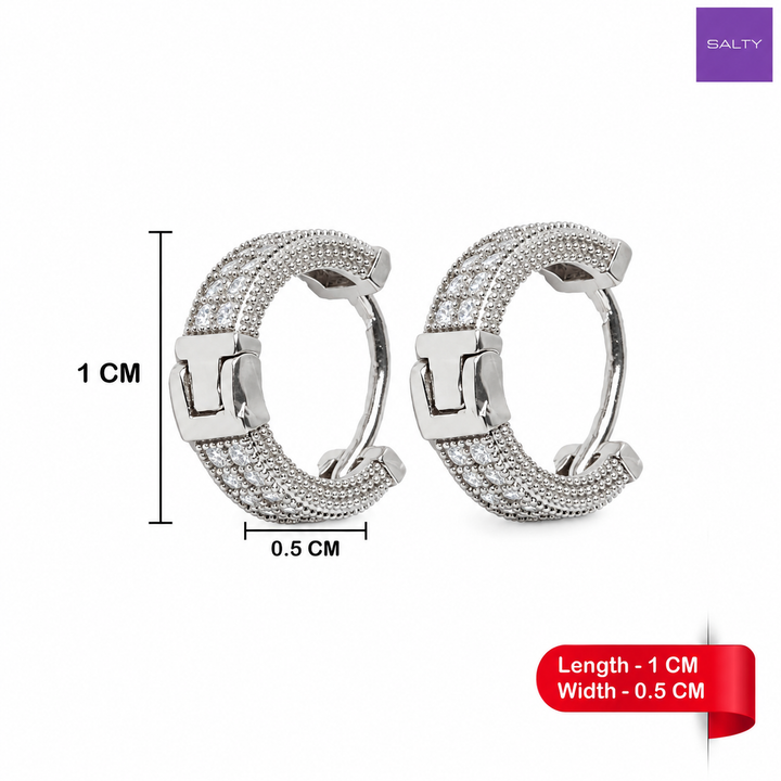 Diamond Dust Hoop Earrings - Silver