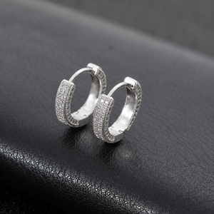 Diamond Dust Hoop Earrings - Silver