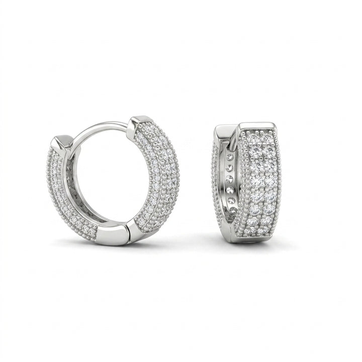 Diamond Dust Hoop Earrings - Silver