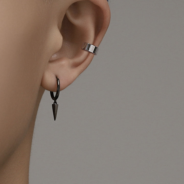 Black Sharp  Loop Hoop Earrings Salty Alpha