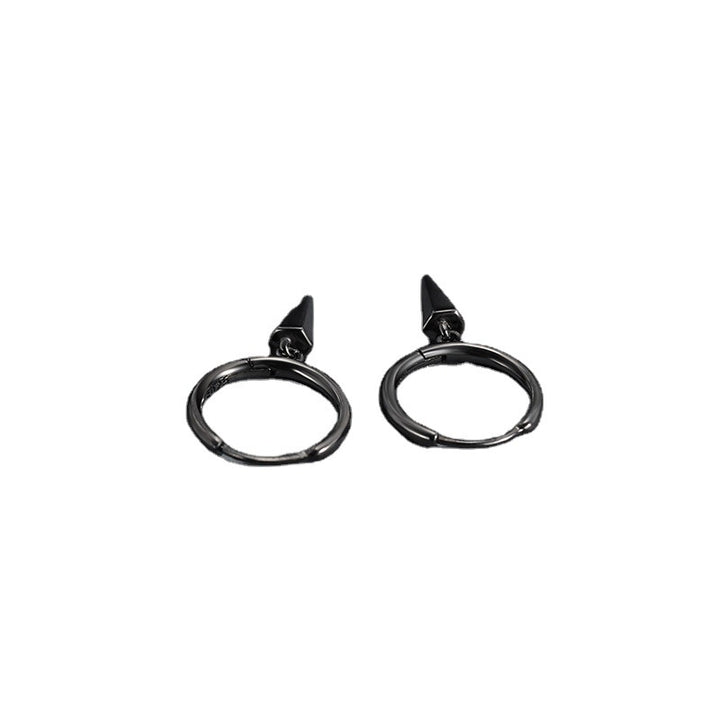 Black Sharp  Loop Hoop Earrings Salty Alpha