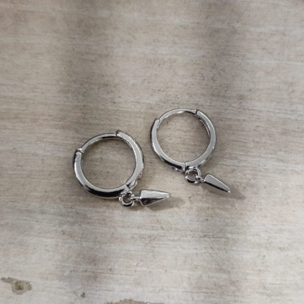 Silver Sharp  Loop Hoop Earrings