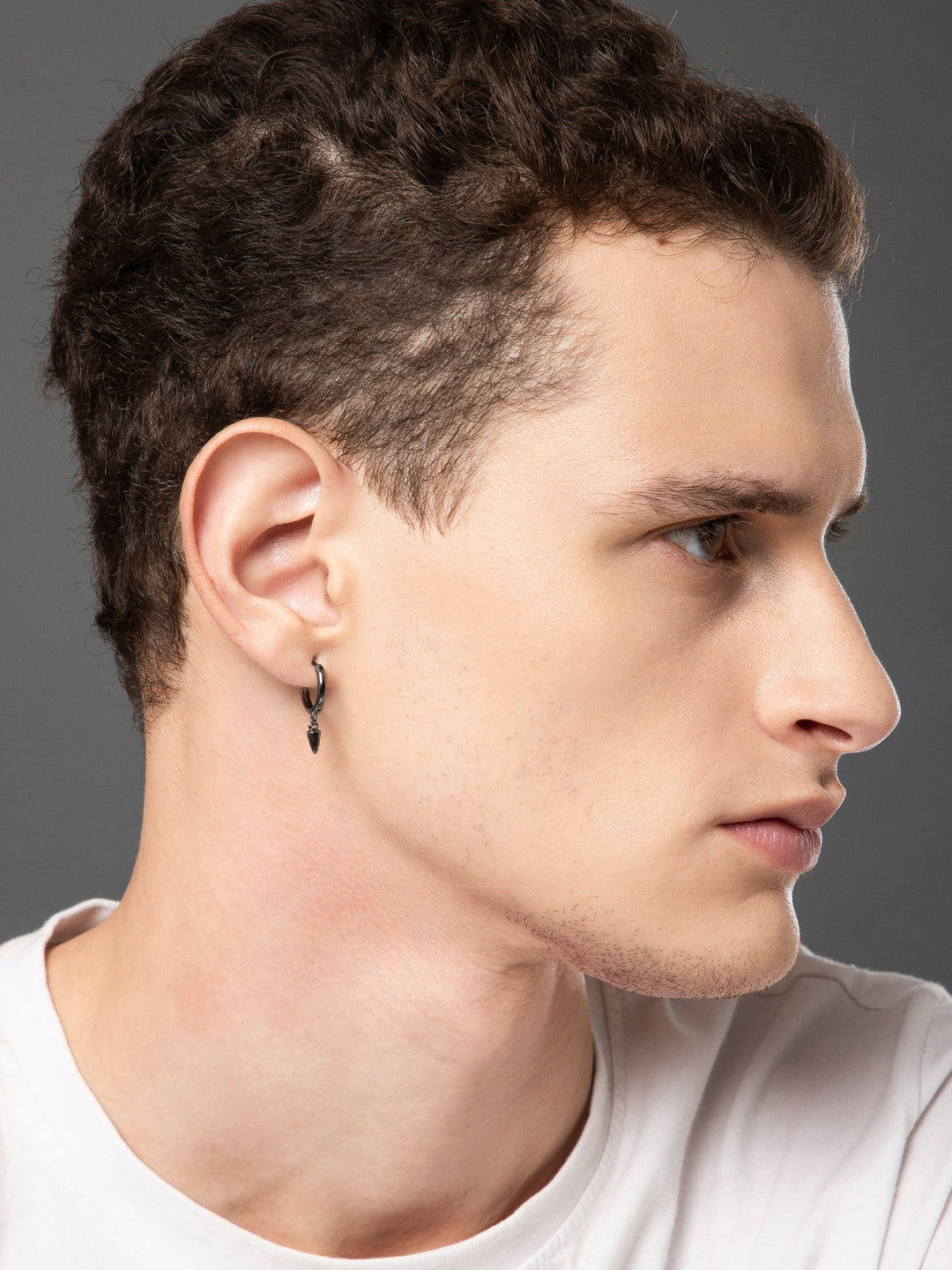 Black Sharp Loop Hoop Earrings - Main Image