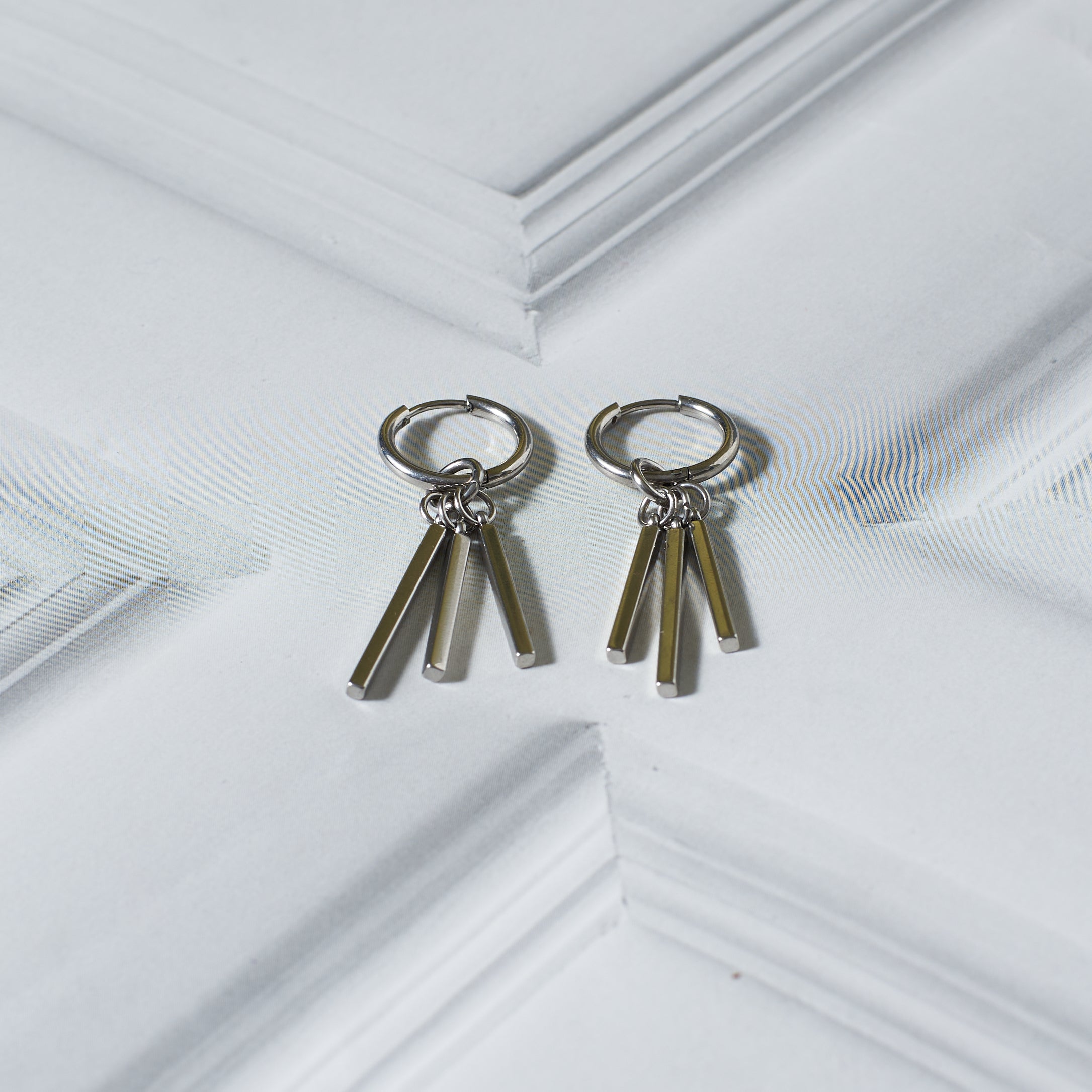 Stark Silver Long Earrings