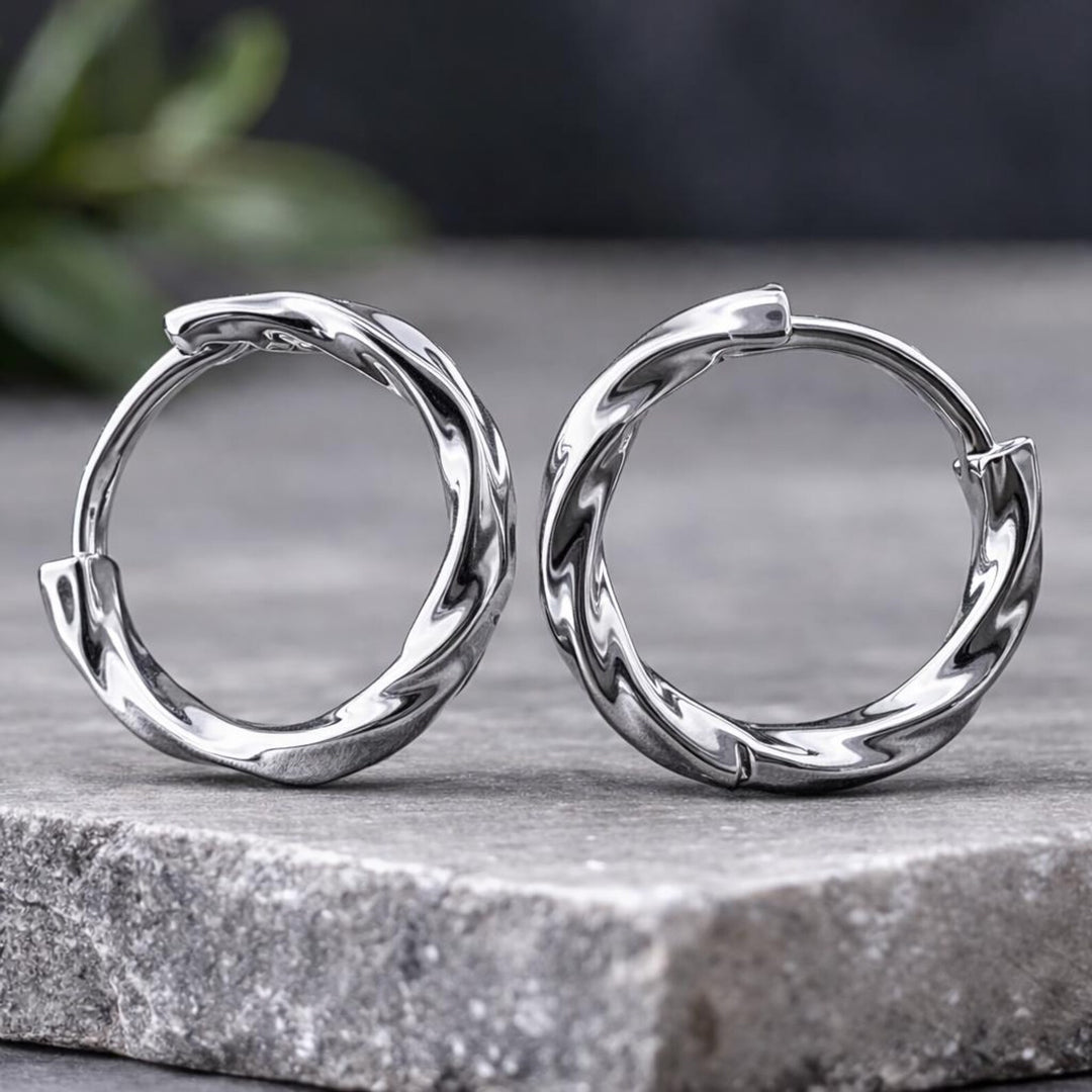 Rock On Silver Hoops