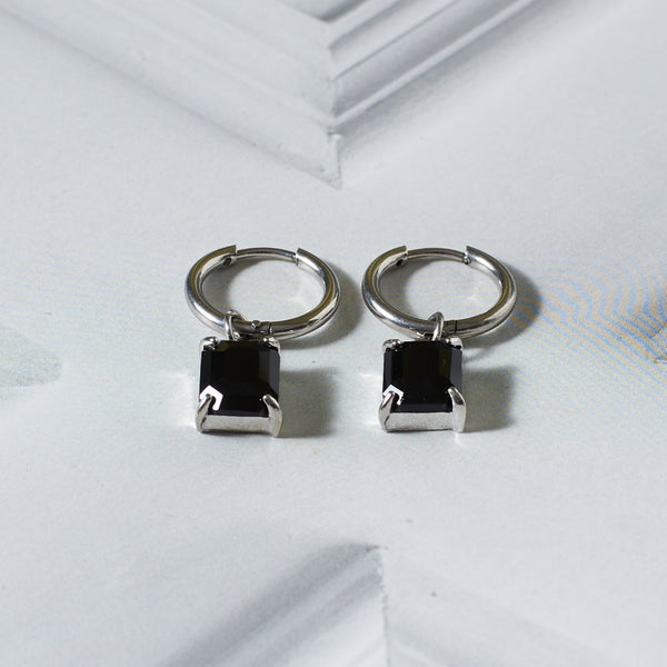 Chic Noir Silver Earrings