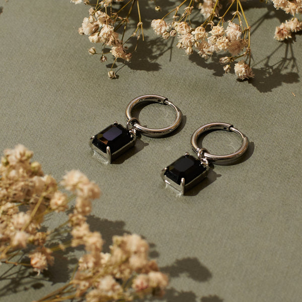 Chic Noir Silver Earrings
