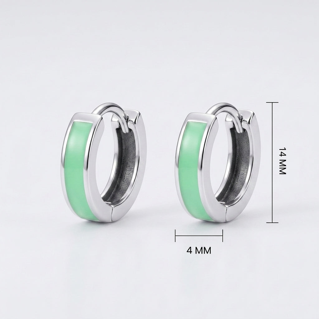 Sky Silver Hoop - Light Green