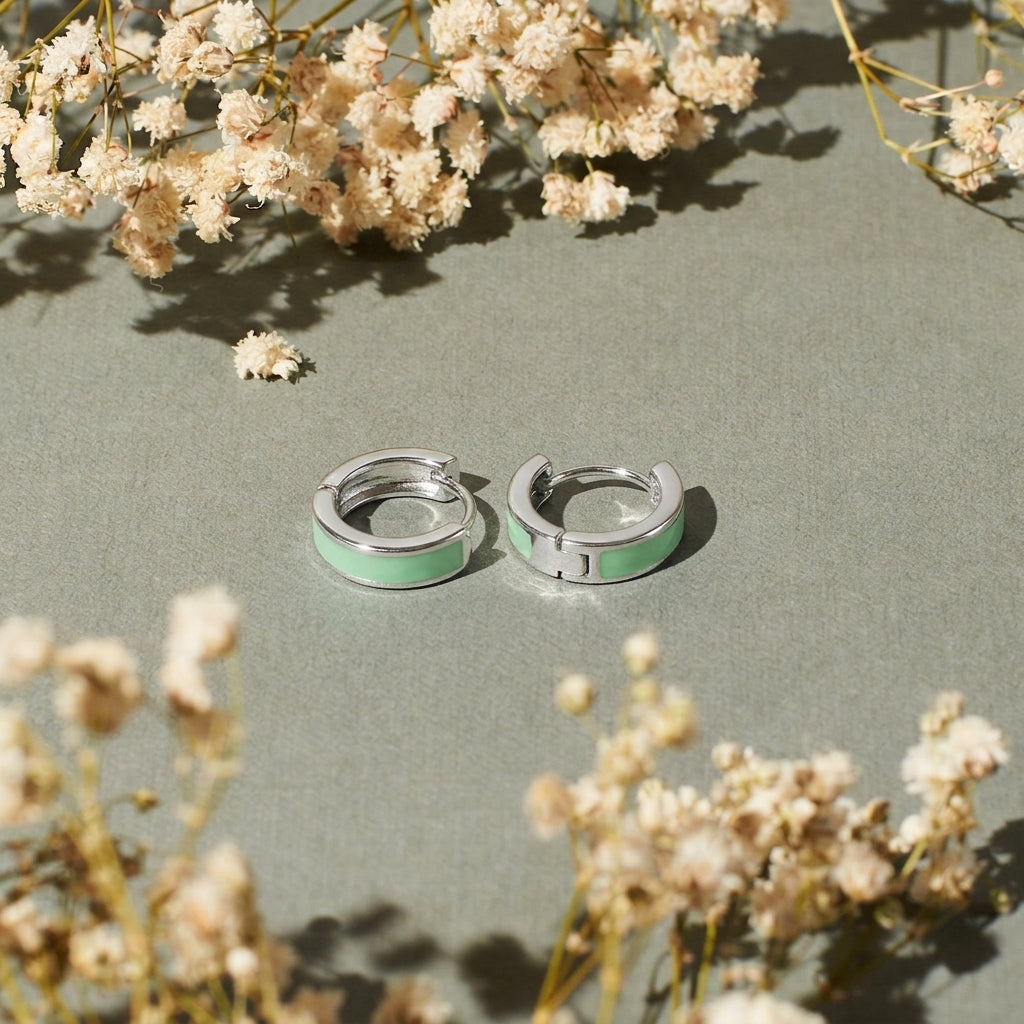 Sky Silver Hoop - Light Green