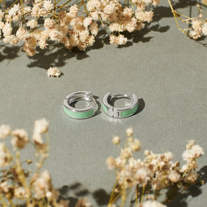 Sky Silver Hoop - Light Green