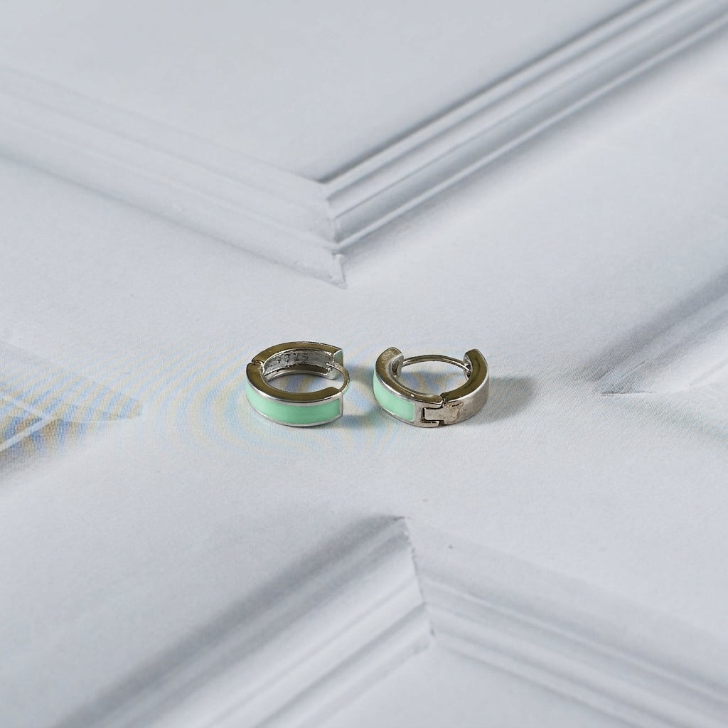 Sky Silver Hoop - Light Green