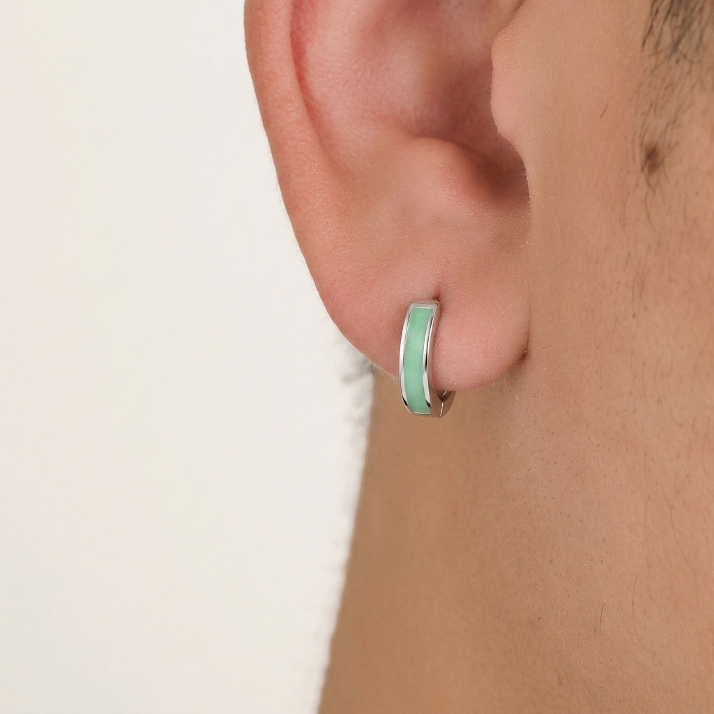 Sky Silver Hoop - Light Green