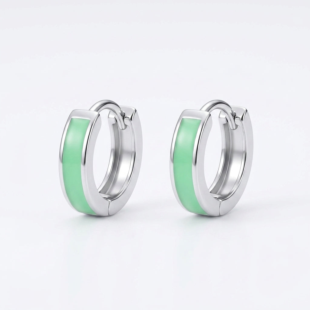 Sky Silver Hoop - Light Green