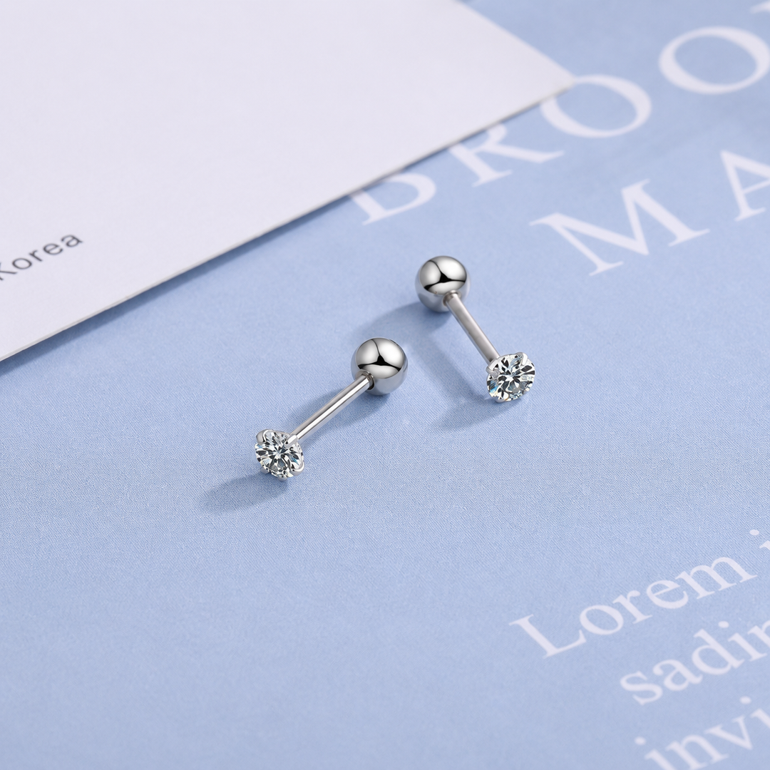 Atlas Stone Silver Stud Earrings | Salty