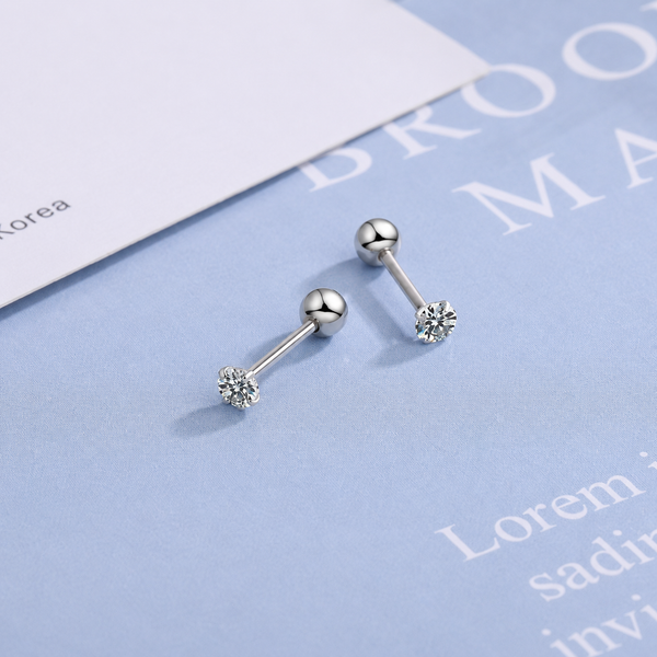 Atlas Stone Silver Stud Earrings