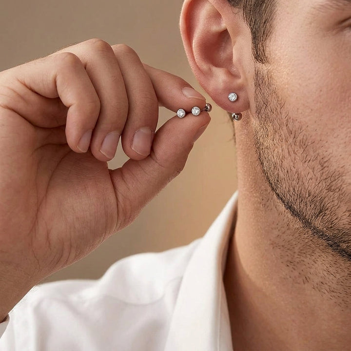 Atlas Stone Silver Stud Earrings | Salty