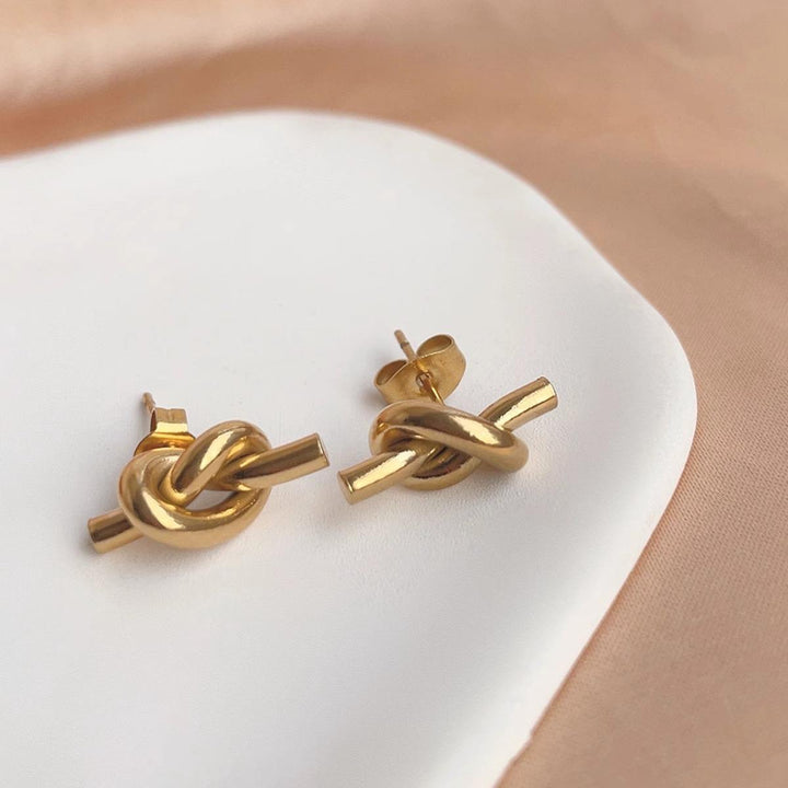 Mariner Knot Golden Stud Earrings | Salty