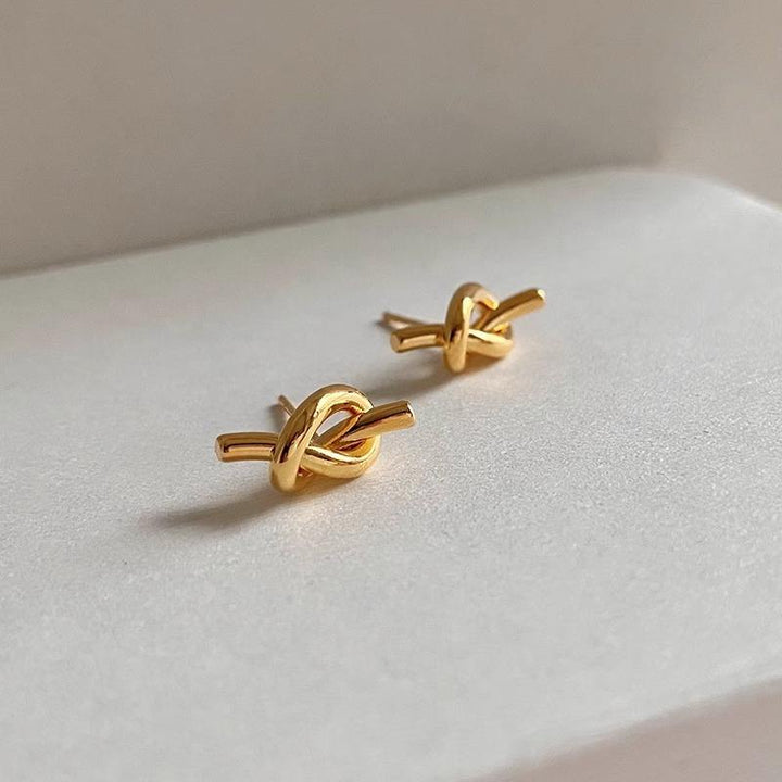 Mariner Knot Golden Stud Earrings | Salty
