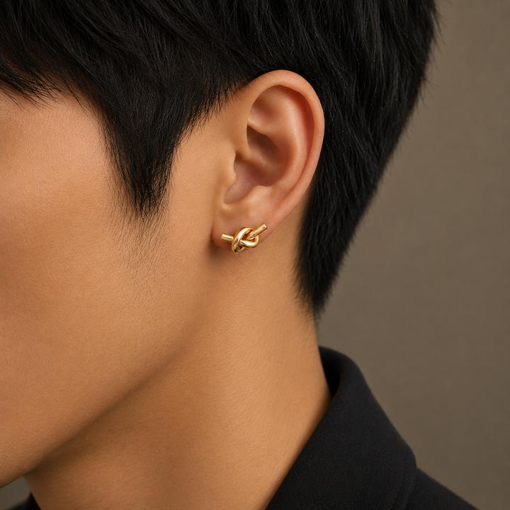 Mariner Knot Golden Stud Earrings | Salty
