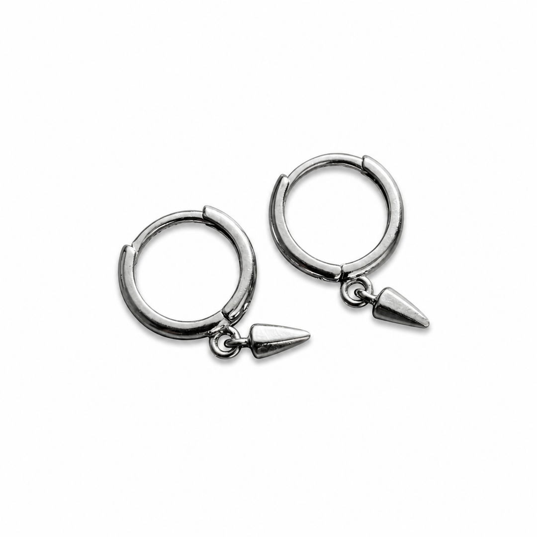 Silver Sharp  Loop Hoop Earrings | Salty