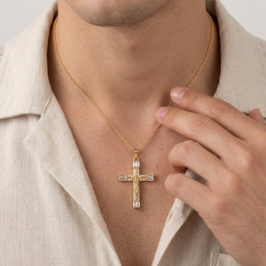 Crystal Cross Of Light Necklace - Gold