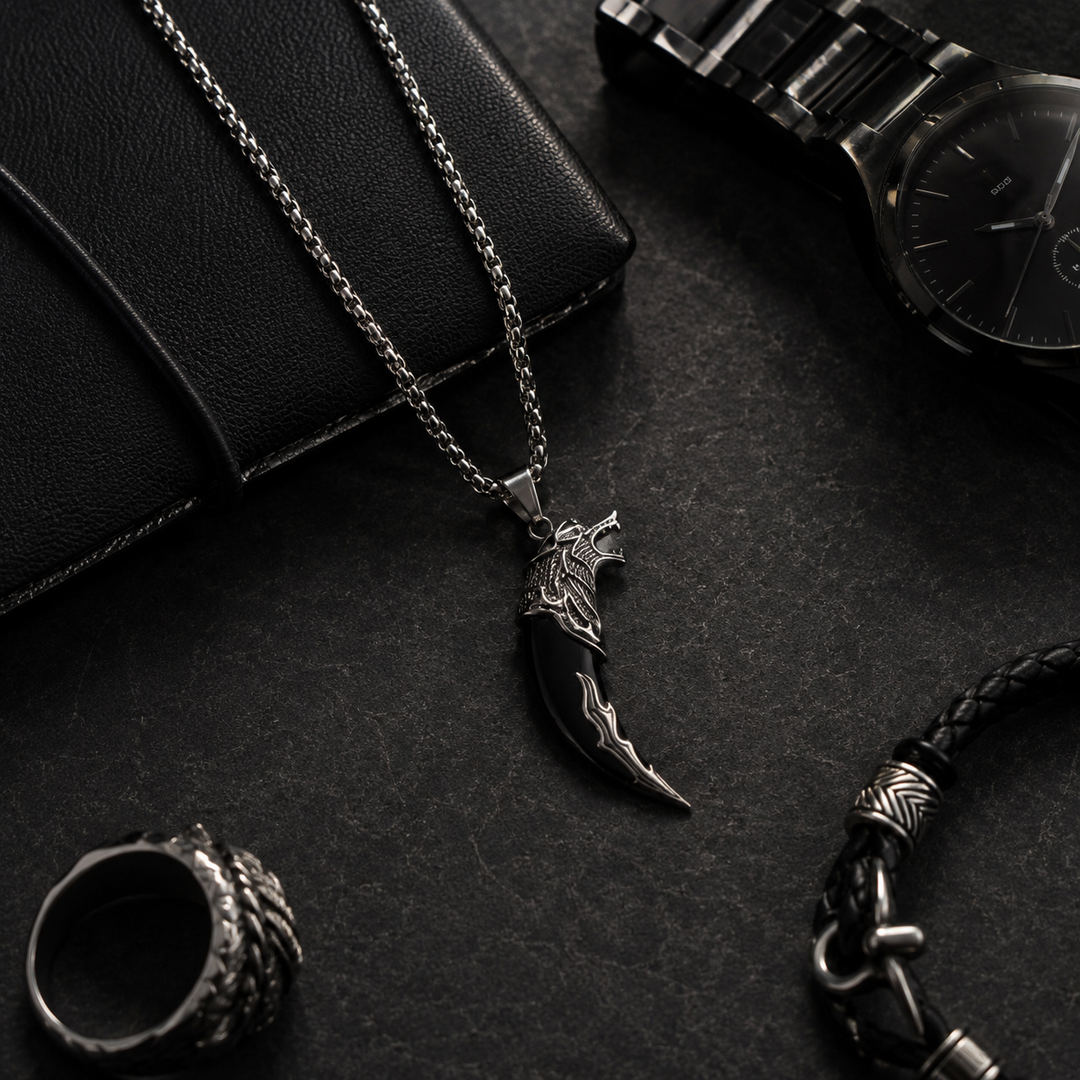 Black Lion Teeth Locket
