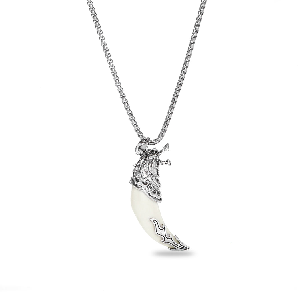 White Lion Teeth Locket