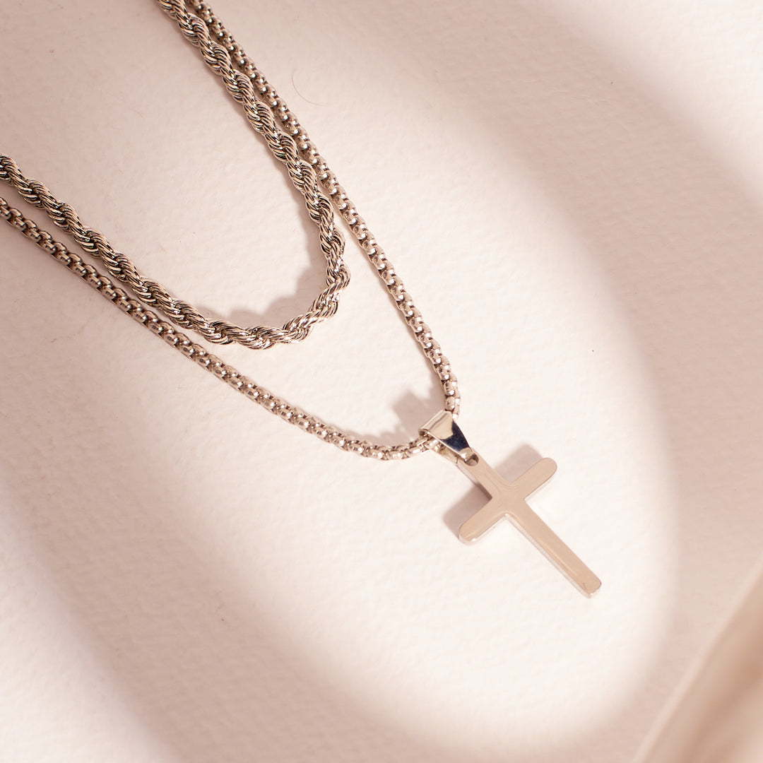 Dual Chic Silver Cross Chain - Salty Accessories