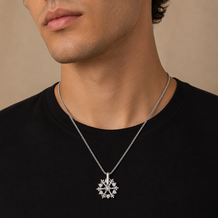 Rotatable Snowflake Silver Pendant