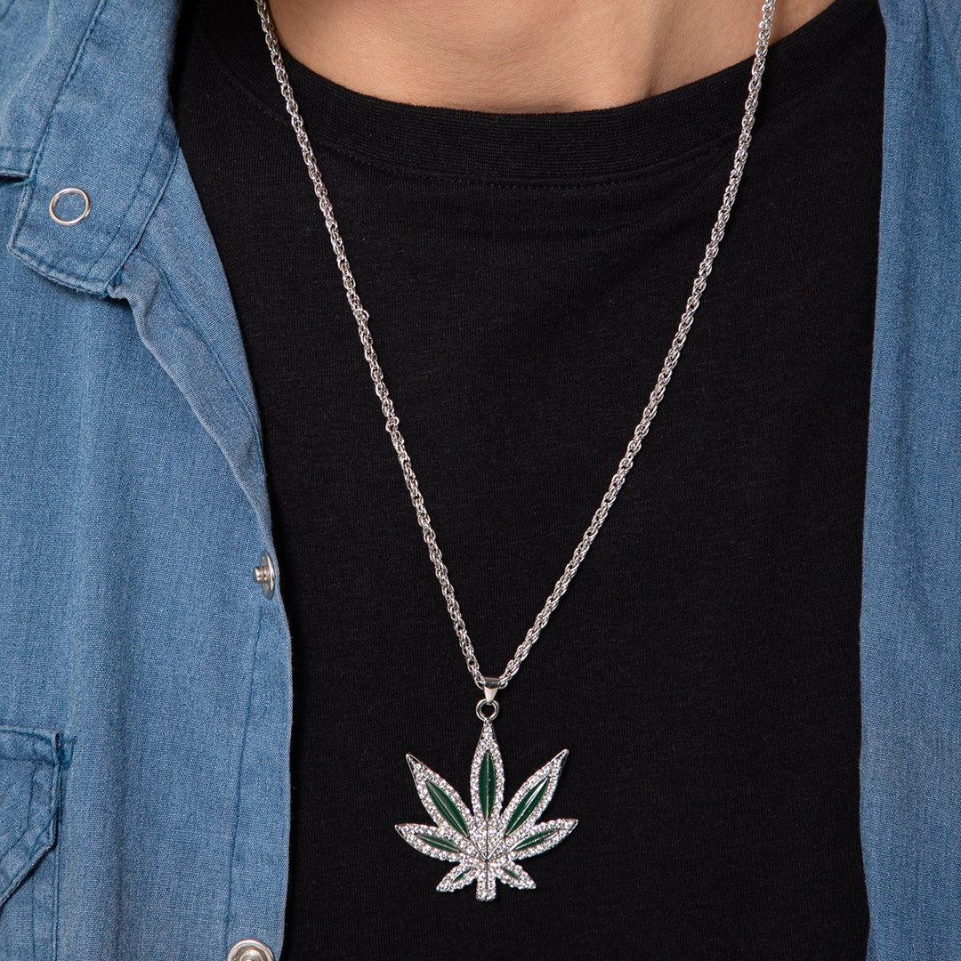 Cannabis Leaf Silver Chain