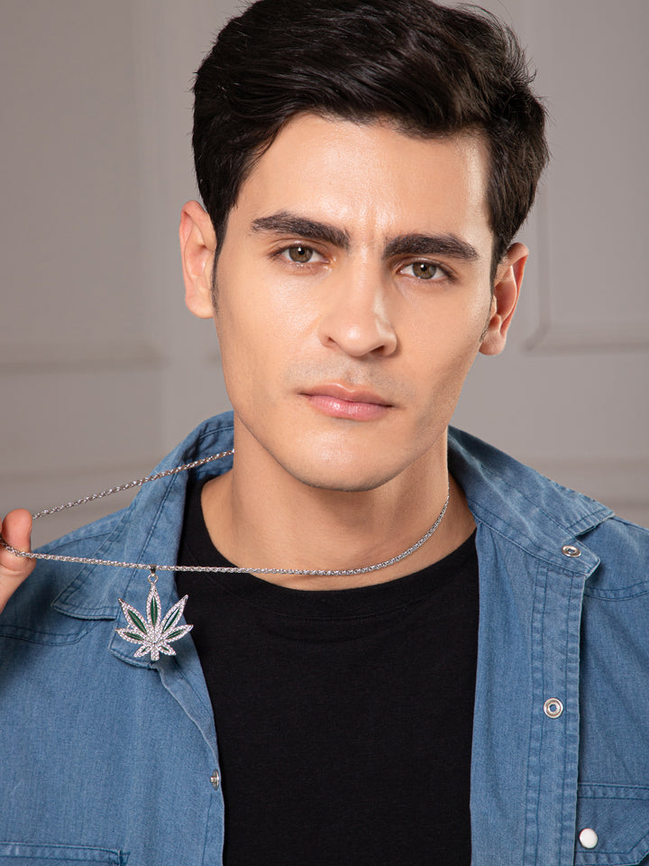 Cannabis Leaf Silver Chain