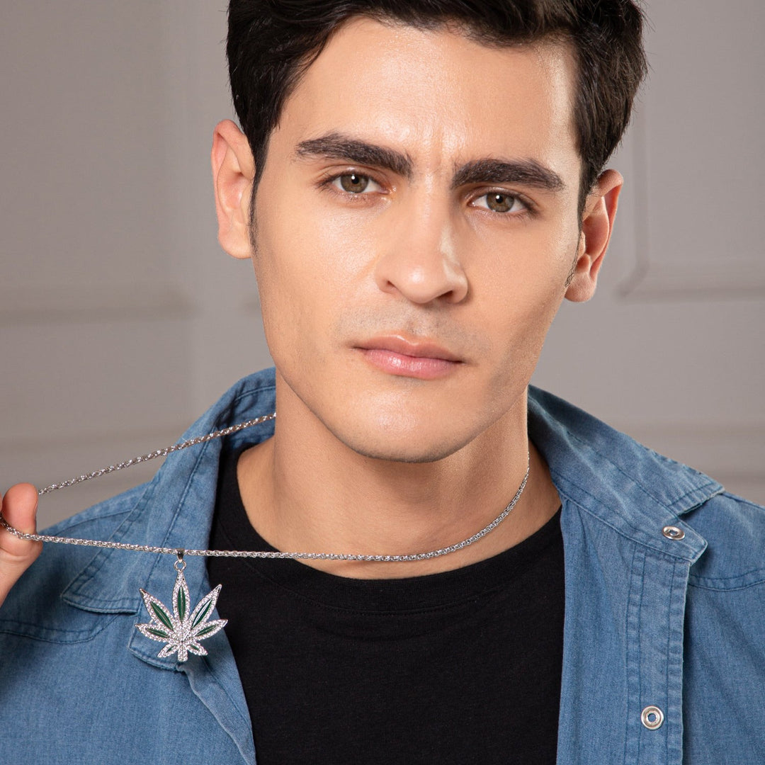 Cannabis Leaf Silver Chain