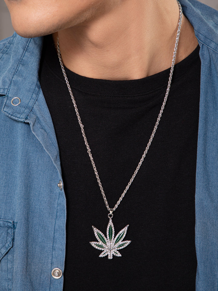 Cannabis Leaf Silver Chain