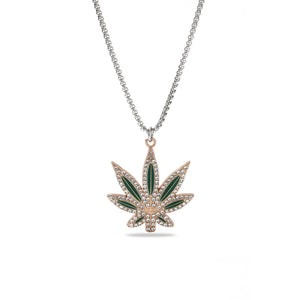 Cannabis Leaf Silver Chain