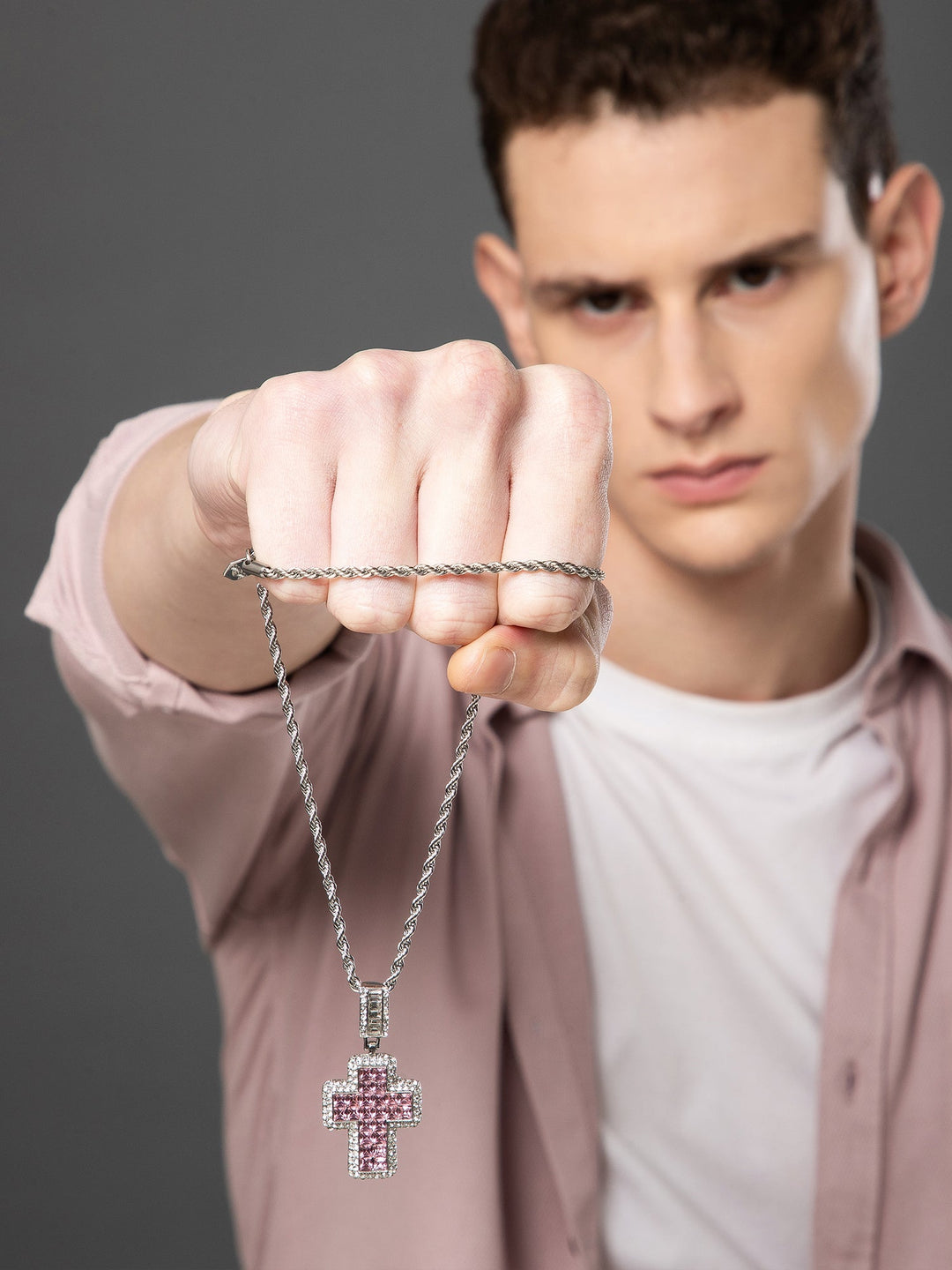 Aesthetic Pink Cross Pendant