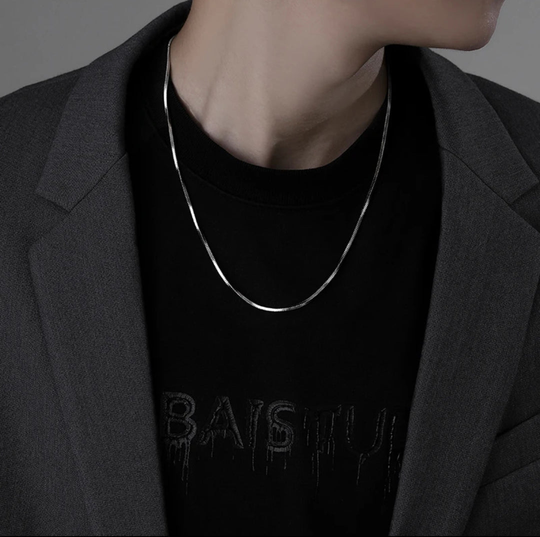 Round Snake Silver Chain