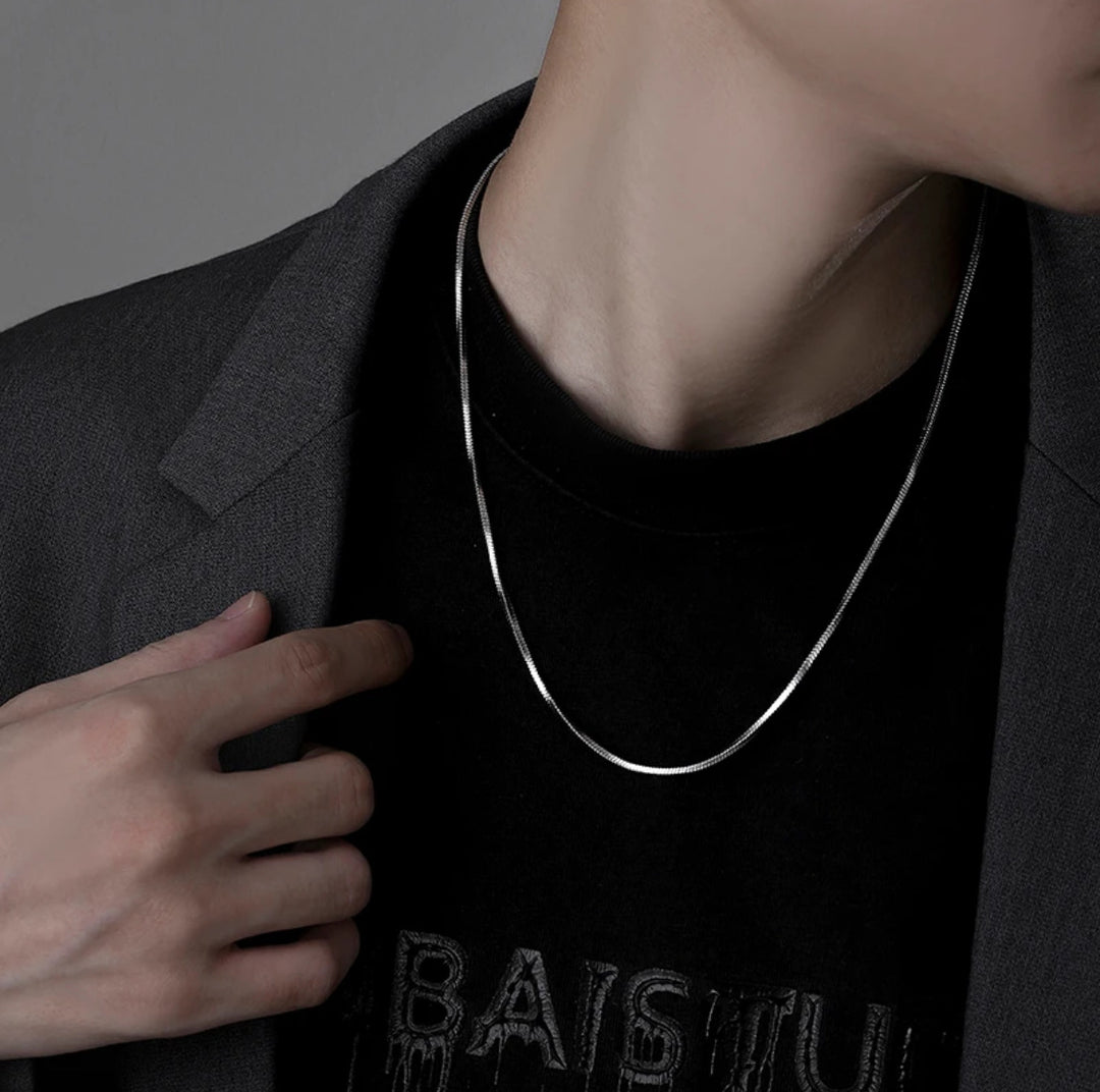 Round Snake Silver Chain