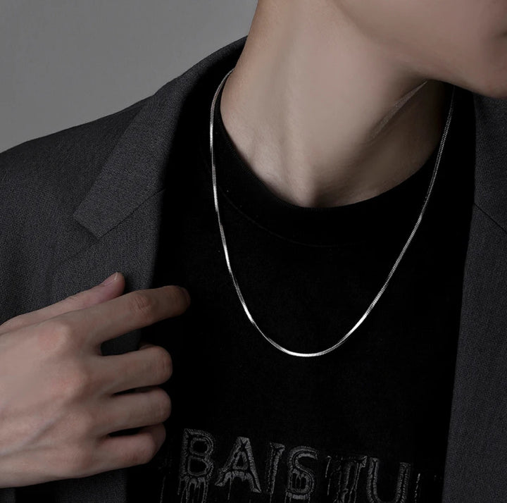 Round Snake Silver Chain