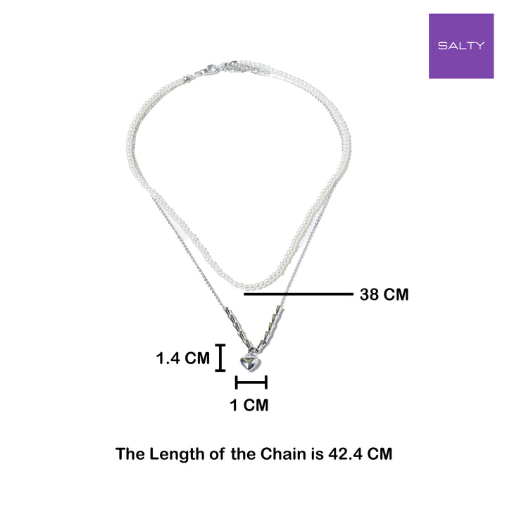 Layered Heart Pearly Mane Chain