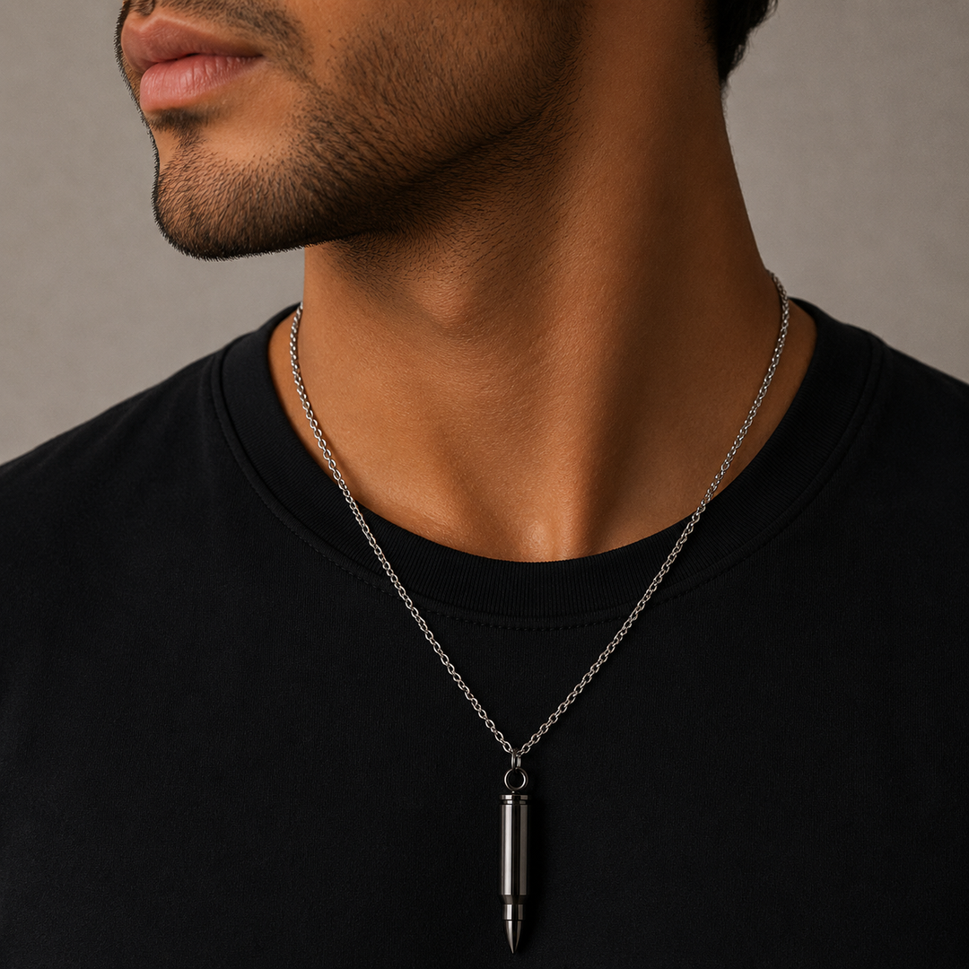 Men Classic Bullet Pendant - Black