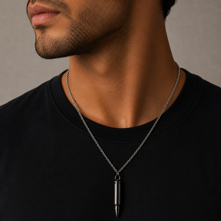 Men Classic Bullet Pendant - Black