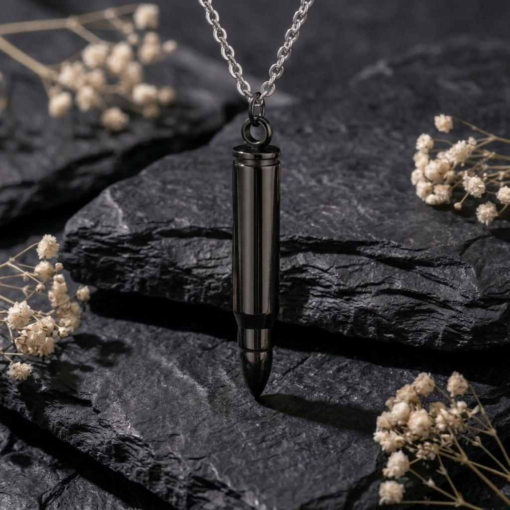 Men Classic Bullet Pendant - Black