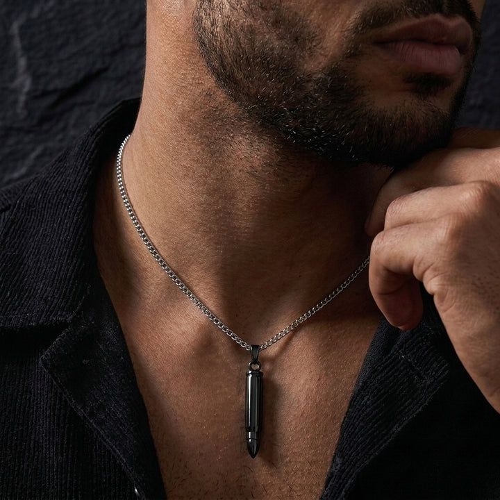 Men Classic Bullet Pendant - Black