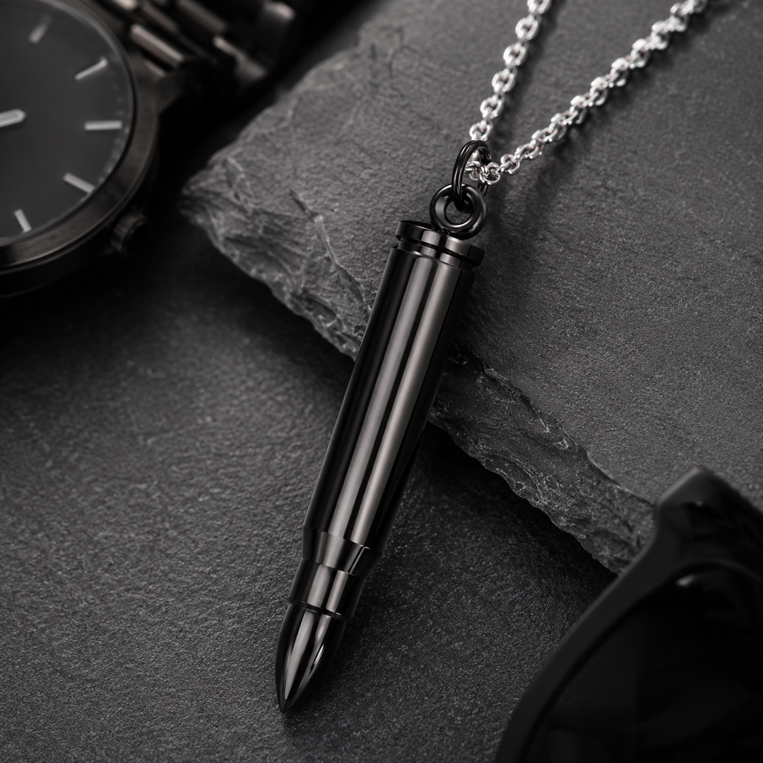 Men Classic Bullet Pendant - Black