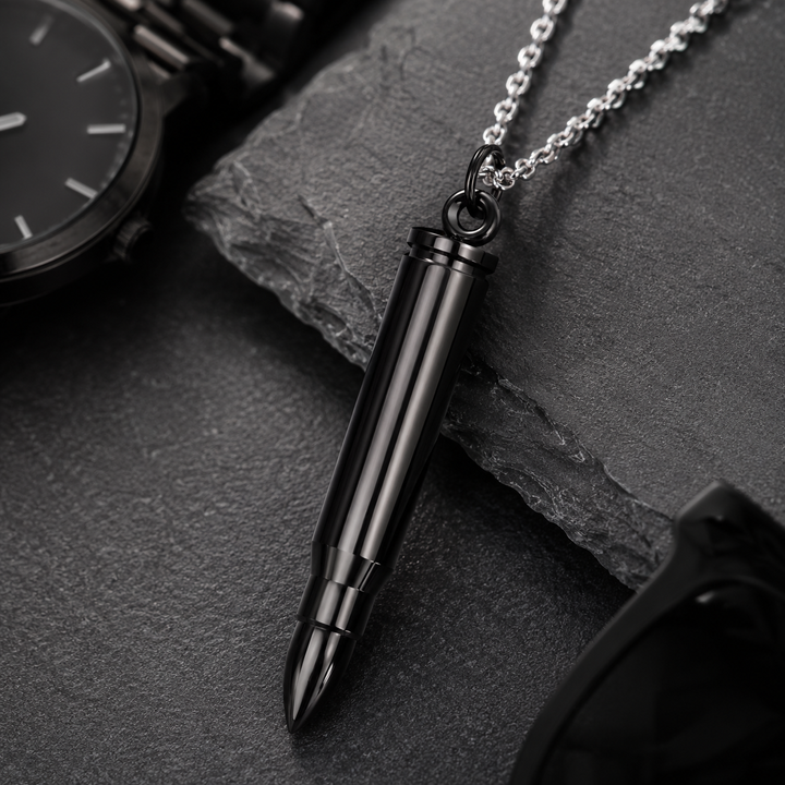 Men Classic Bullet Pendant - Black
