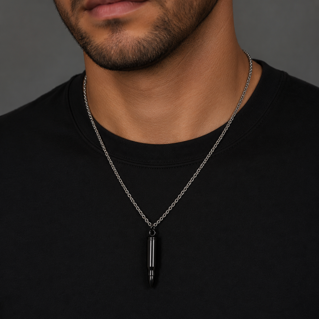 Men Classic Bullet Pendant - Black