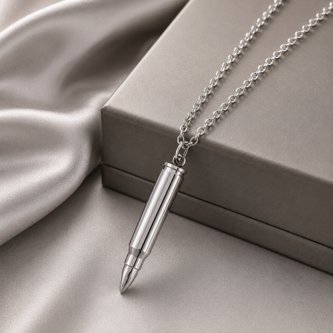 Men Classic Bullet Pendant - Silver