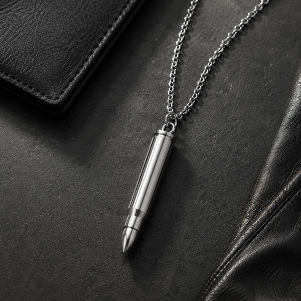 Men Classic Bullet Pendant - Silver