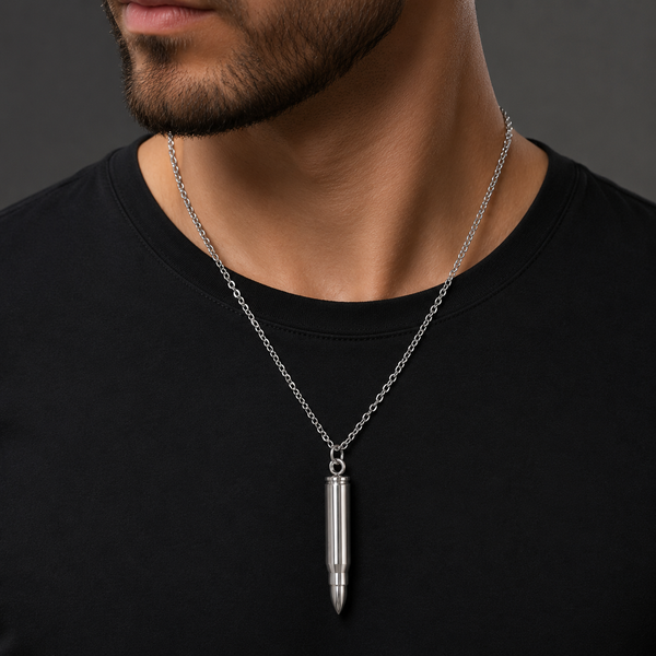 Men Classic Bullet Pendant - Silver