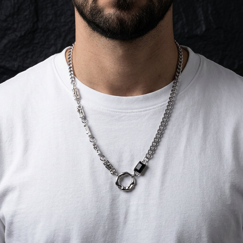 Dark Gemstone Glam Silver Chain